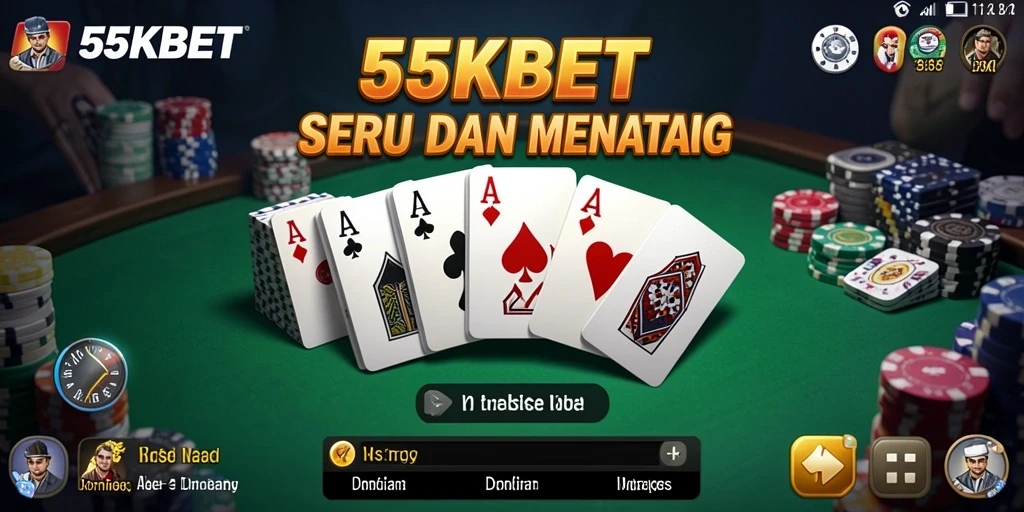 Screenshot utama 55KBET menampilkan pemain sedang bersaing dalam permainan Domino.