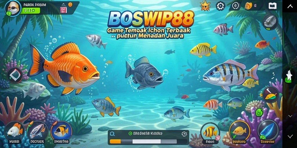 Screenshot gameplay <strong>BOSVIP88</strong> menampilkan aksi menembak ikan yang seru.