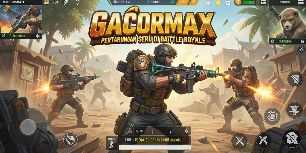 Screenshot GACORMAX menampilkan aksi seru dalam pertarungan Battle Royale.