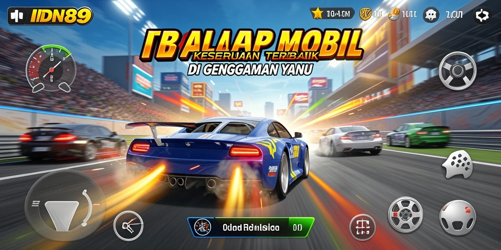 Screenshot menunjukkan momen mendebarkan dari gameplay balap mobil IDN89.