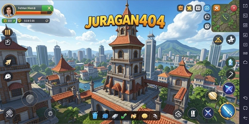 Screenshot gameplay JURAGAN404 menampilkan pertarungan seru Tower Defense.