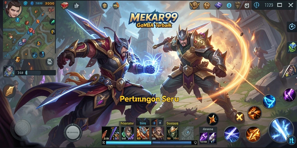 Tampilan gameplay seru dari MEKAR99 yang menampilkan pertarungan tim.