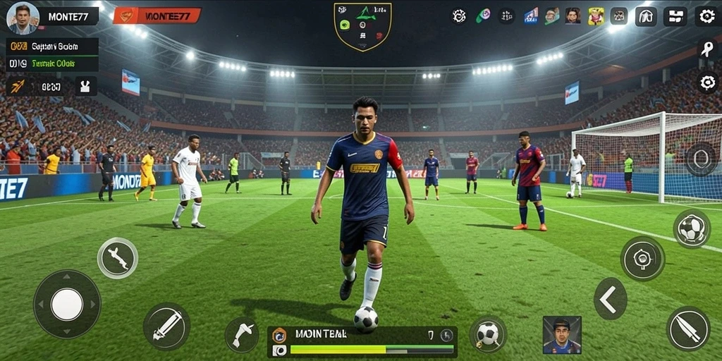 Screenshot utama <strong>MONTE77</strong> menunjukkan aksi seru dalam permainan sepak bola.