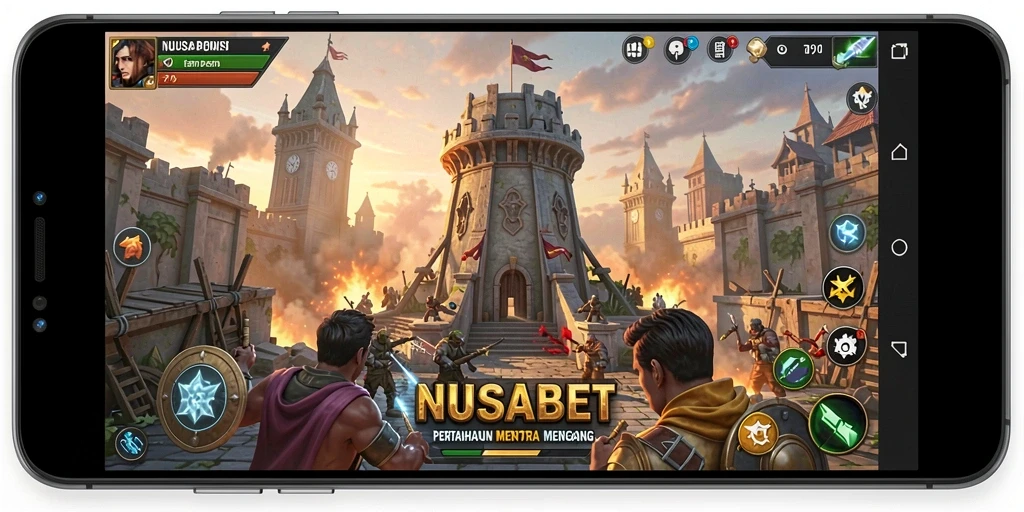 Gameplay Tower Defense menegangkan dan strategis dalam NUSABET.