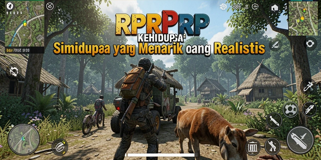 Tangkapan layar gameplay RPRPRP menampilkan simulasi kehidupan yang realistis.