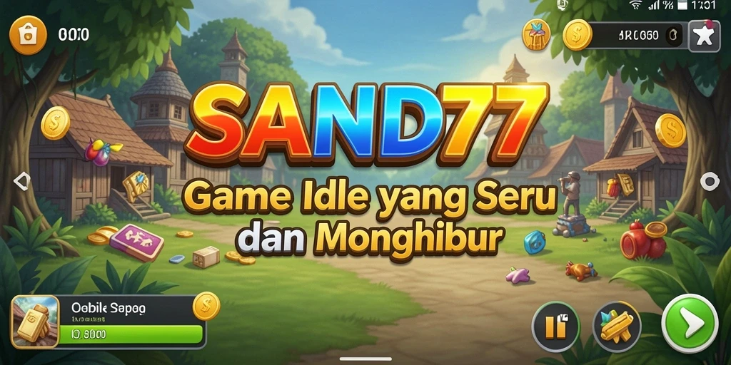 Tampilan gameplay SAND77 yang menarik dengan mekanisme idle yang memudahkan.
